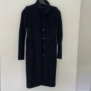 Zara long fitted high neck black coat XS